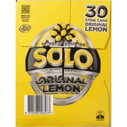 Solo Original Lemon Soft Drink Cans 375ml X 30 Pack