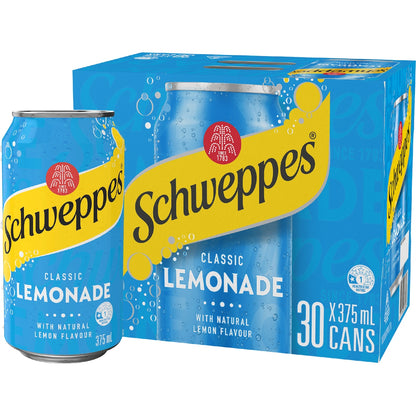 Schweppes Lemonade Soft Drink Cans 375ml X 30 Pack