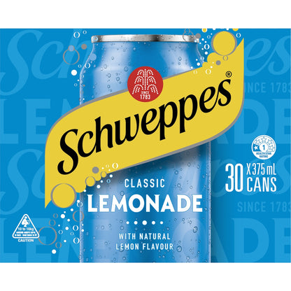 Schweppes Lemonade Soft Drink Cans 375ml X 30 Pack