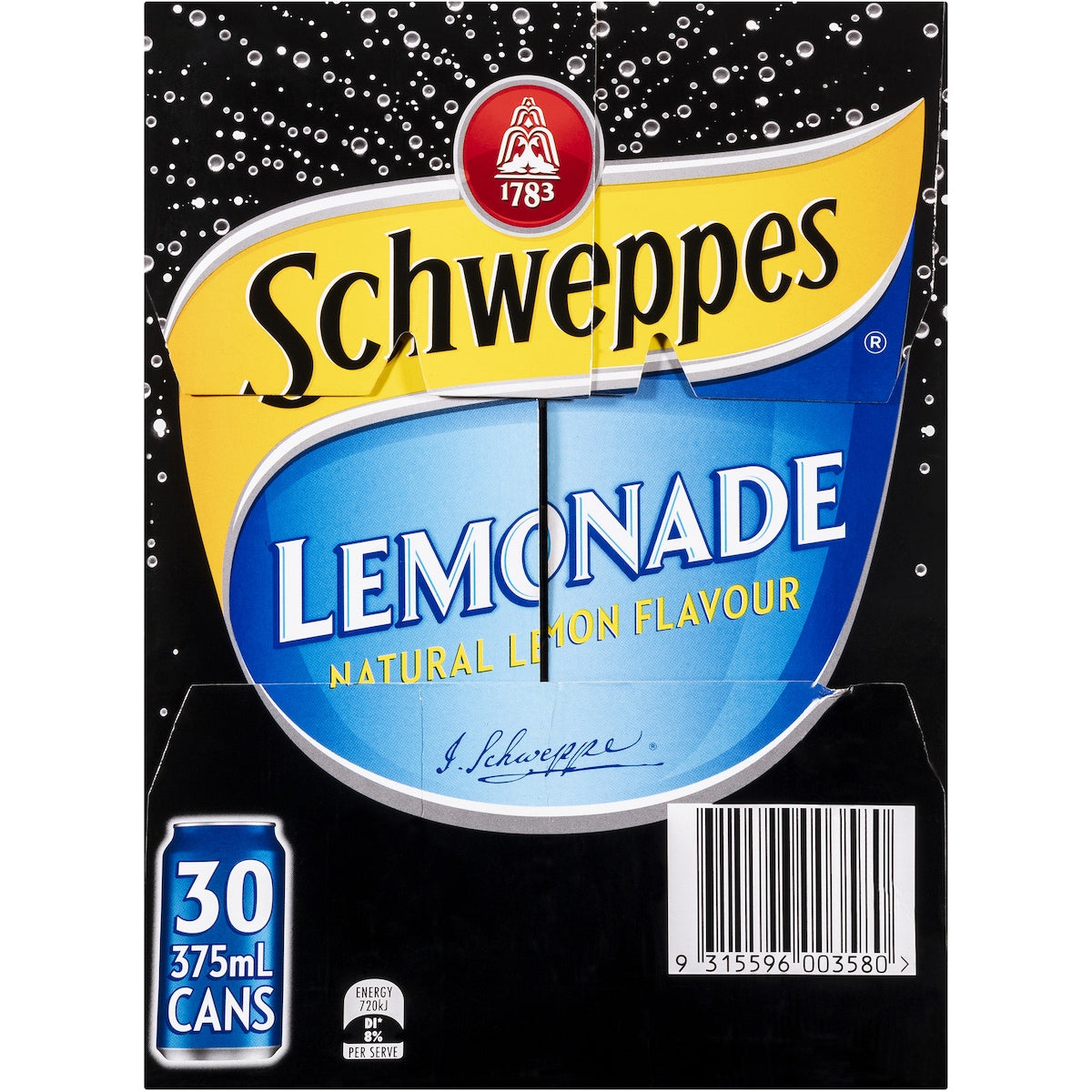 Schweppes Lemonade Soft Drink Cans 375ml X 30 Pack