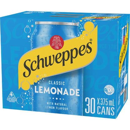 Schweppes Lemonade Soft Drink Cans 375ml X 30 Pack