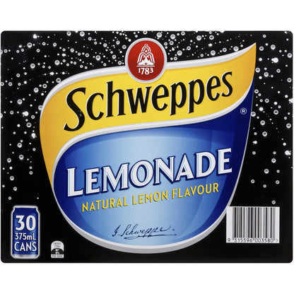 Schweppes Lemonade Soft Drink Cans 375ml X 30 Pack