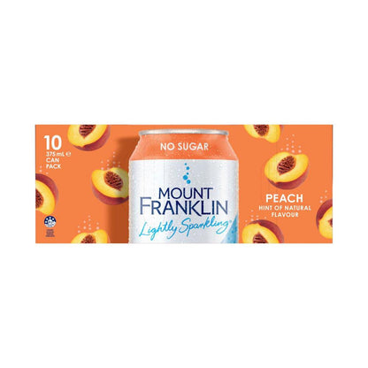 Mount Franklin Lightly Sparkling Peach Water 375ml - 10 Pack