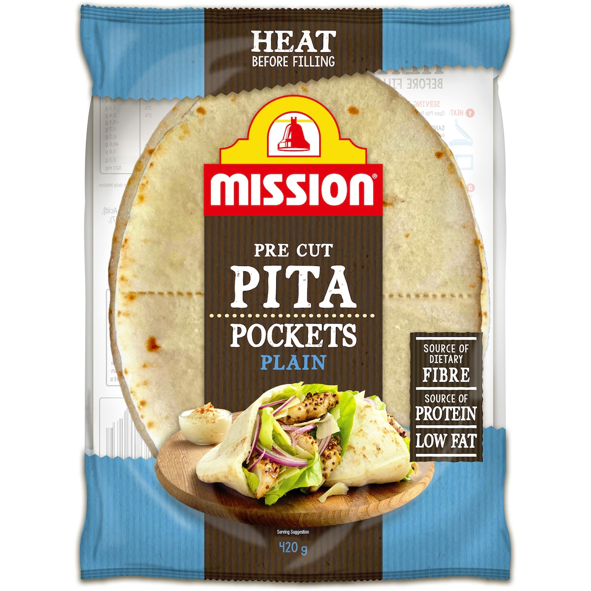 Mission Pita Bread Pockets Plain 420g