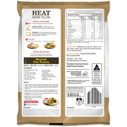 Mission Pita Bread Pockets Wholemeal 420g