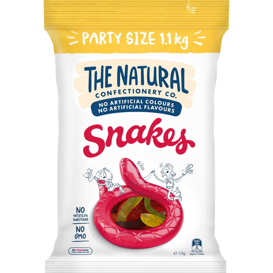 The Natural Confectionery Co. Snakes Lollies Party Size 1.1kg