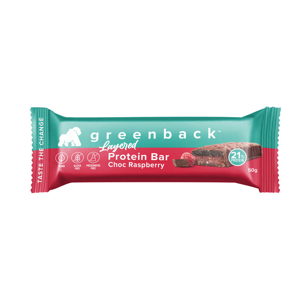 Greenback Plant Based Layered Protein Bar Chocolate Raspberry - 50g
