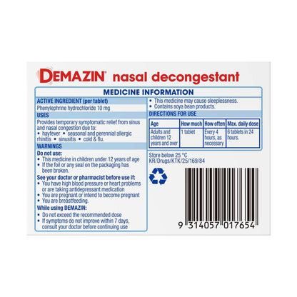 Demazin Nasal Decongestant Tablet - 24 pack