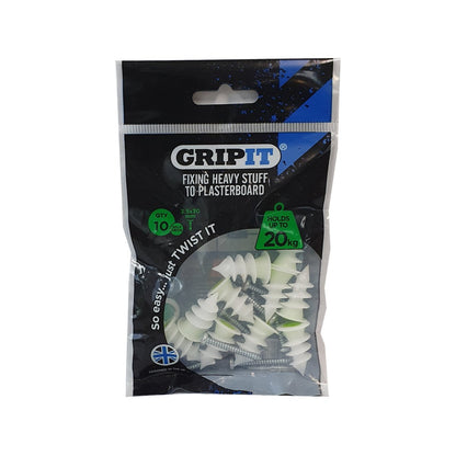 Gripit Green Self Drive Plasterboard Fixing 10 Pack - Holds 20kg - 101mm x 150mm x 15mm