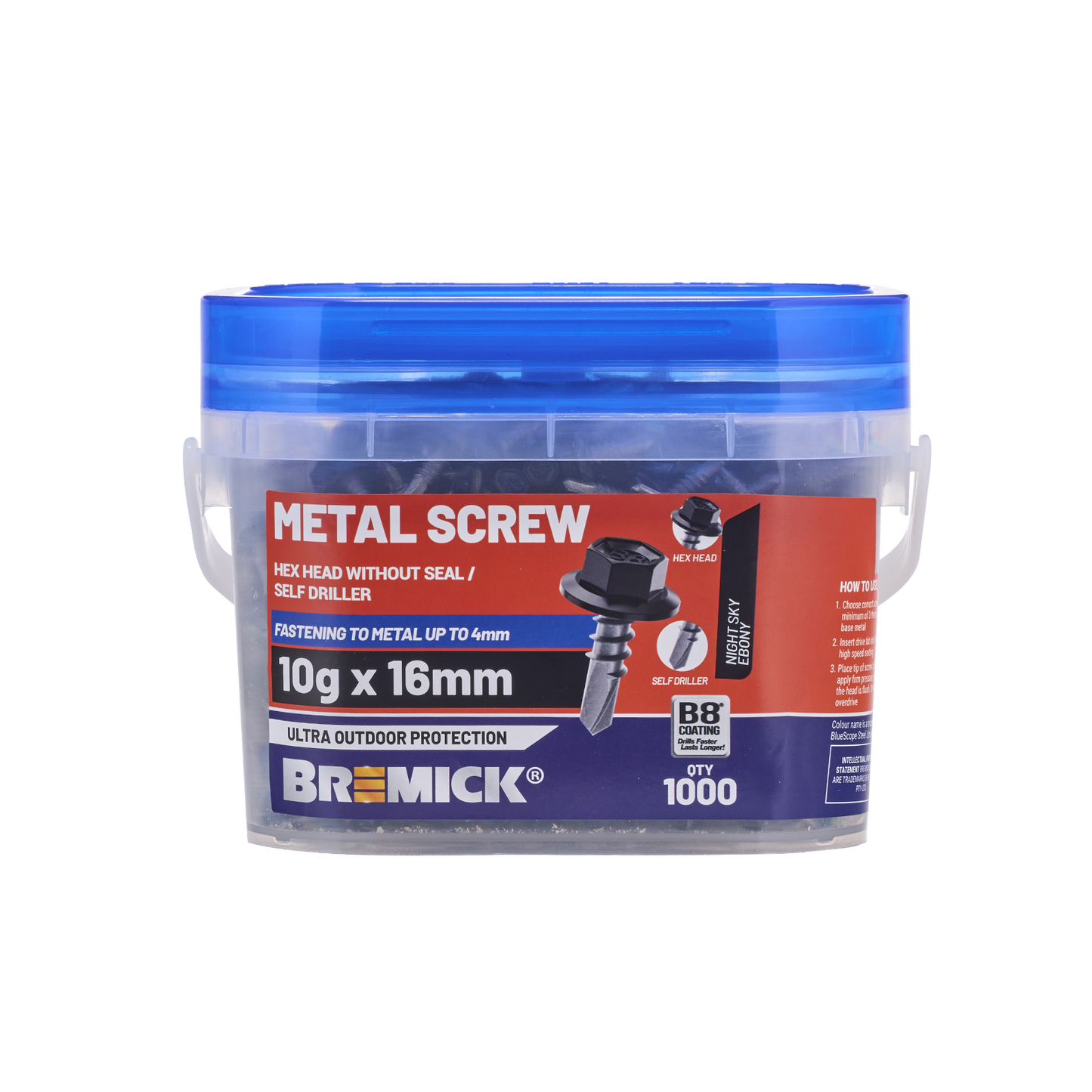 Bremick Metal Hex Screw - 10g x 16mm - 1000 Pack