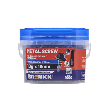 Bremick Metal Hex Screw - 10g x 16mm - 1000 Pack