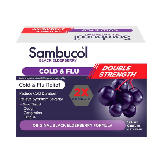 Sambucol Black Elderberry Cold & Flu Double Stregnth Tabs - 12 Pack