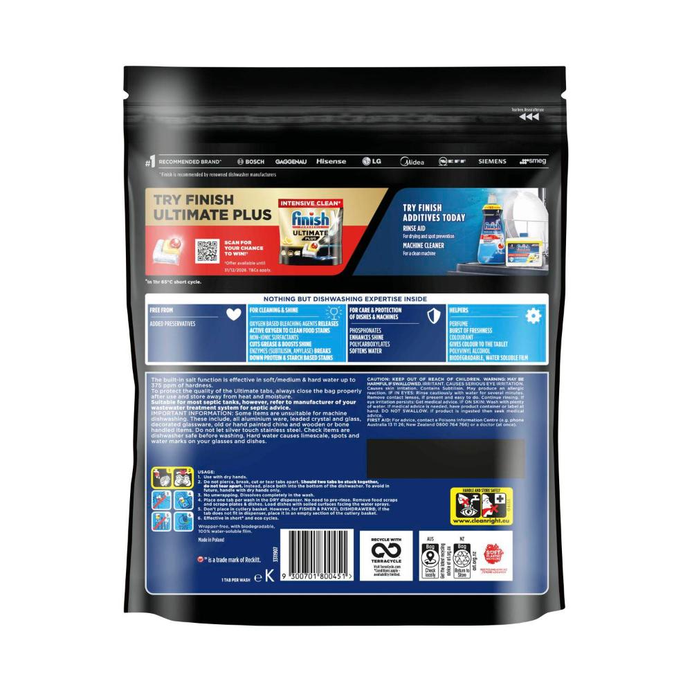 Finish Ultimate Dishwashing Tablets Lemon Sparkle - 62 pack