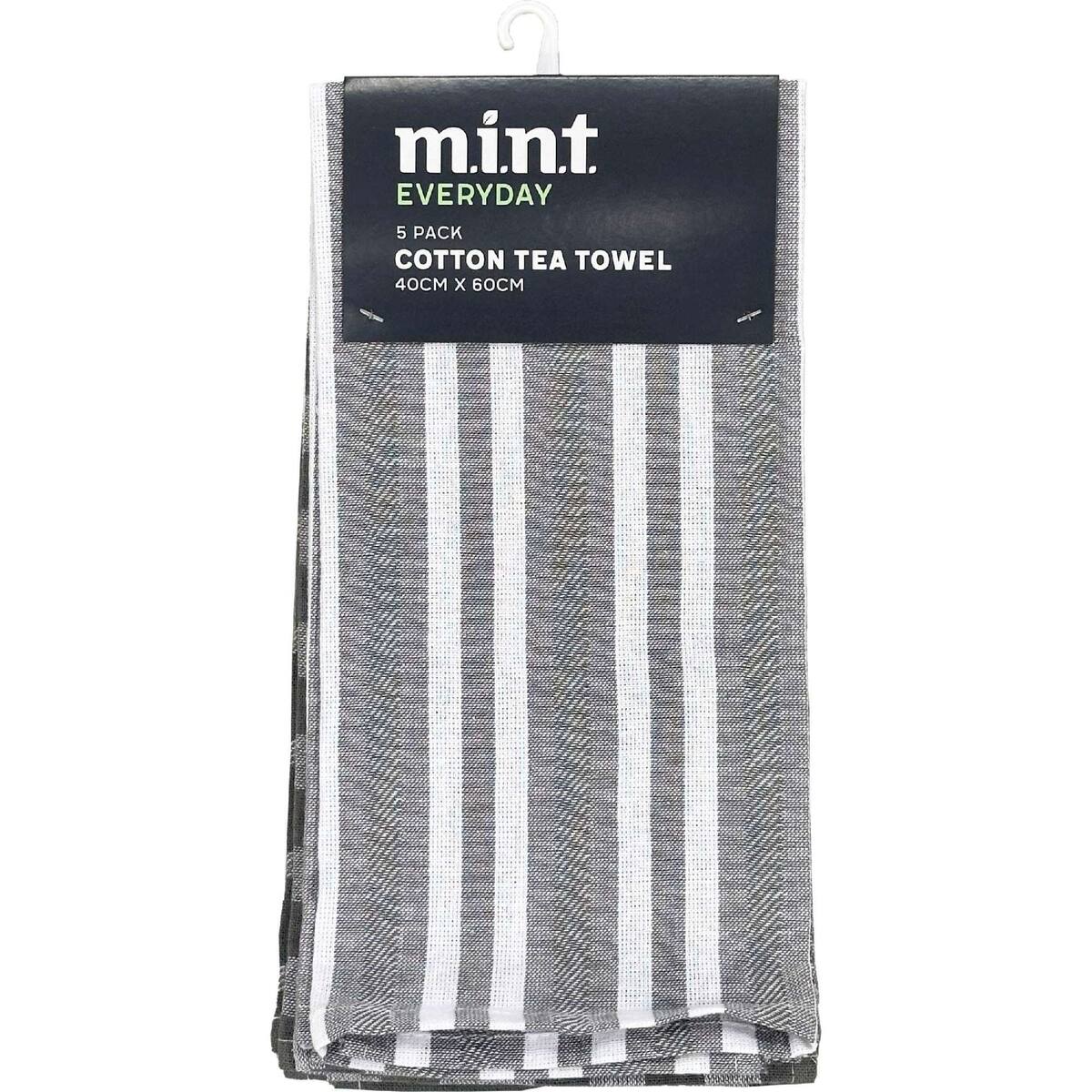 Mint Everyday Tea Towel Cotton Starter Assorted 5 Pack