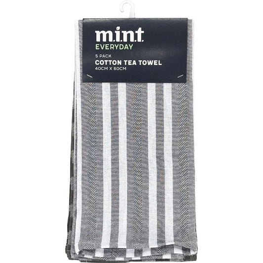 Mint Everyday Tea Towel Cotton Starter Assorted 5 Pack