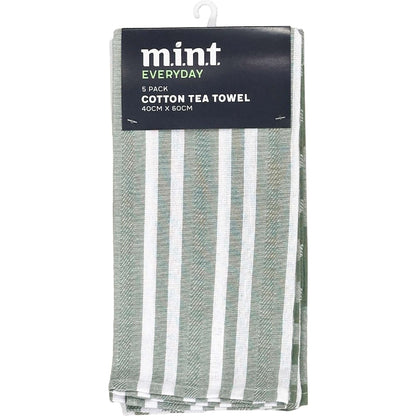Mint Everyday Tea Towel Cotton Starter Assorted 5 Pack