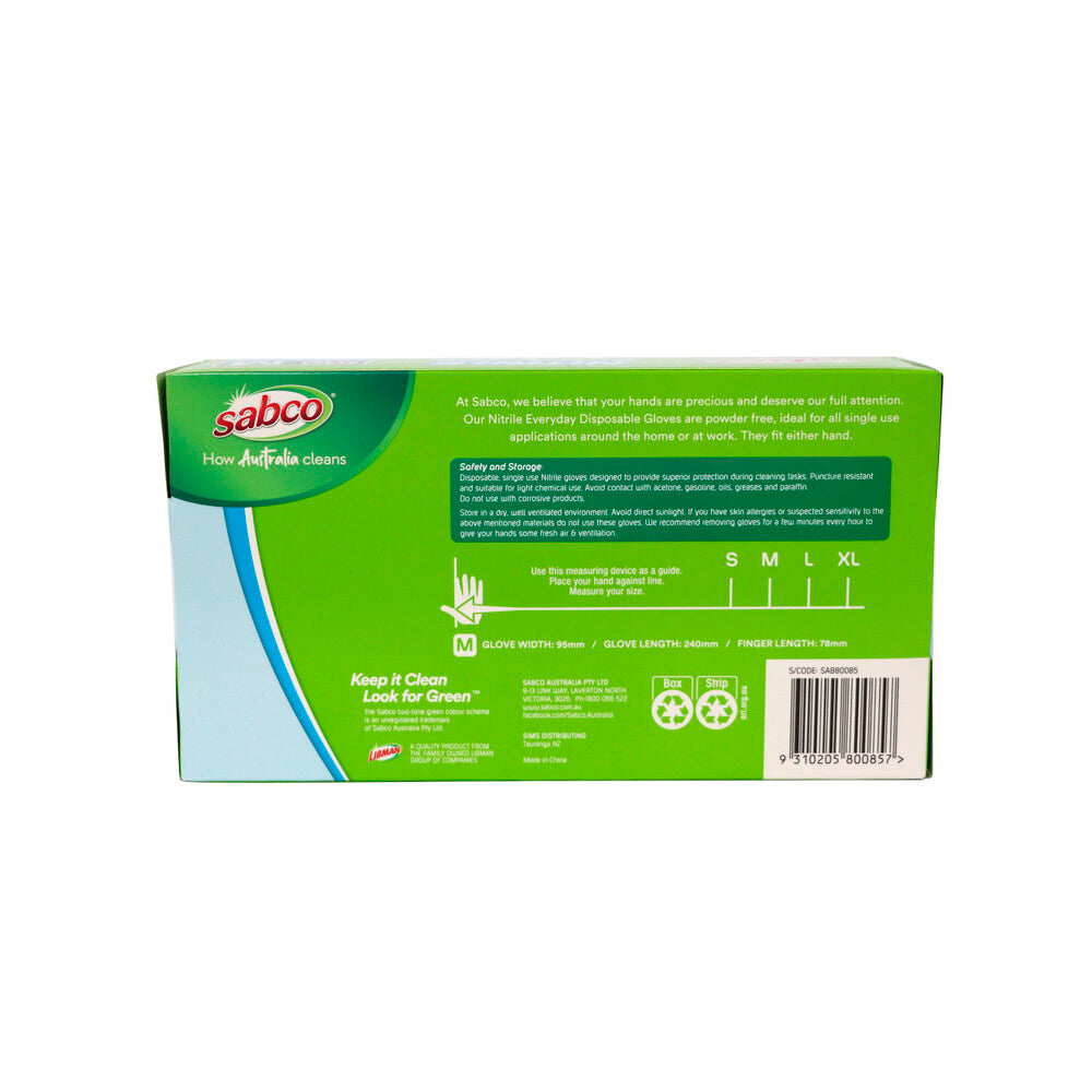 Sabco Nitrile Everyday Disposable Gloves - 100 pack