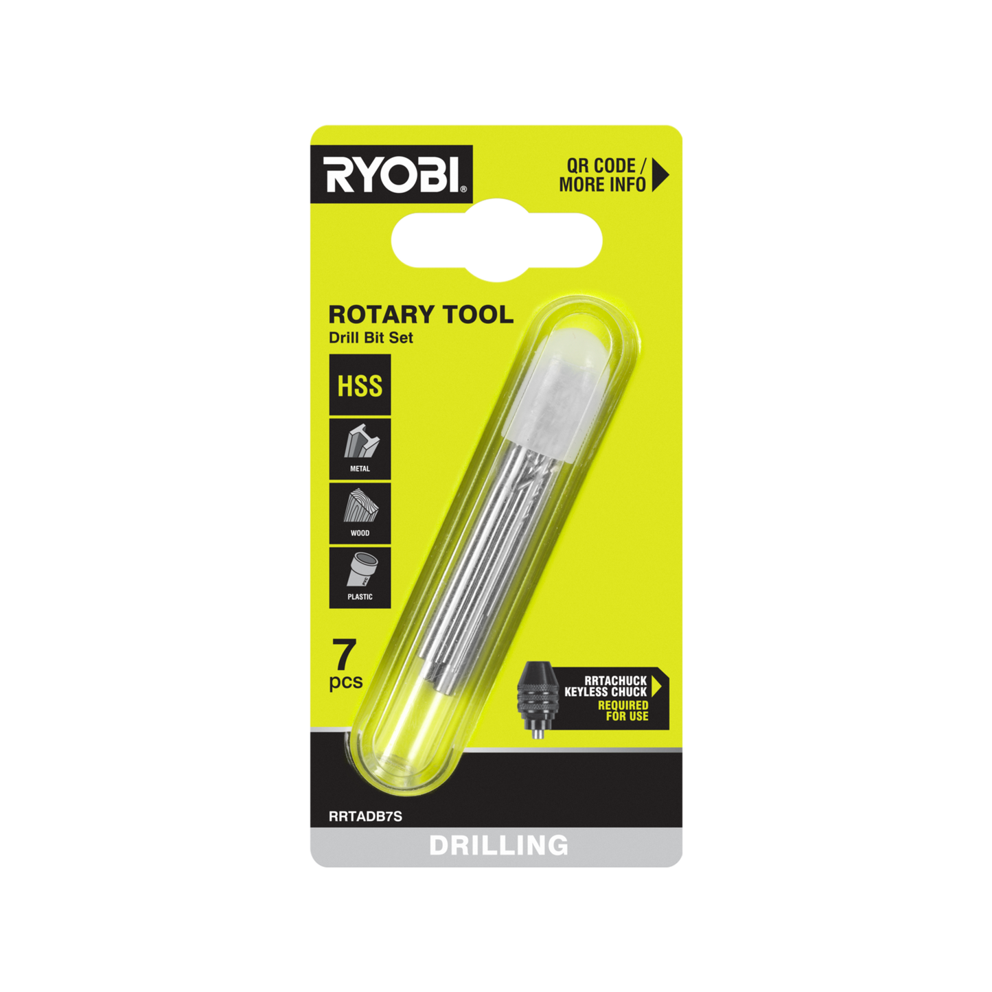 Ryobi Rotary Tool Drill Bit Set - 0.8-3.2mm - 7 Piece
