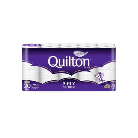 Quilton 3 Ply assic White Toilet Paper - 20 Pack