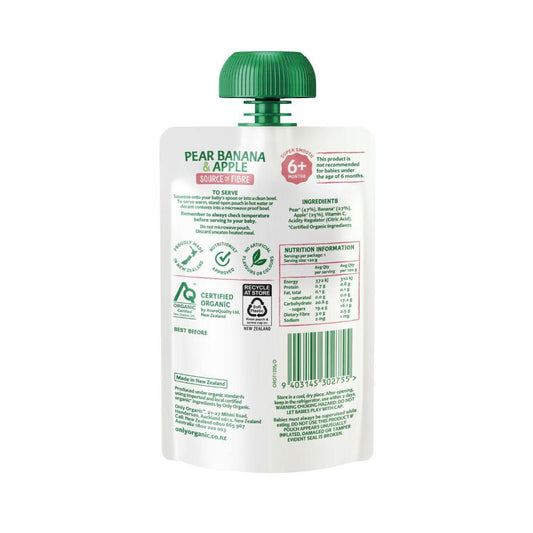 Only Organic Pear Banana & Apple 6+ Months - 120g