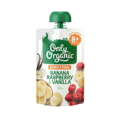 Only Organic Banana Raspberry & Vanilla Baby Food Pouch 8+ Months - 120g