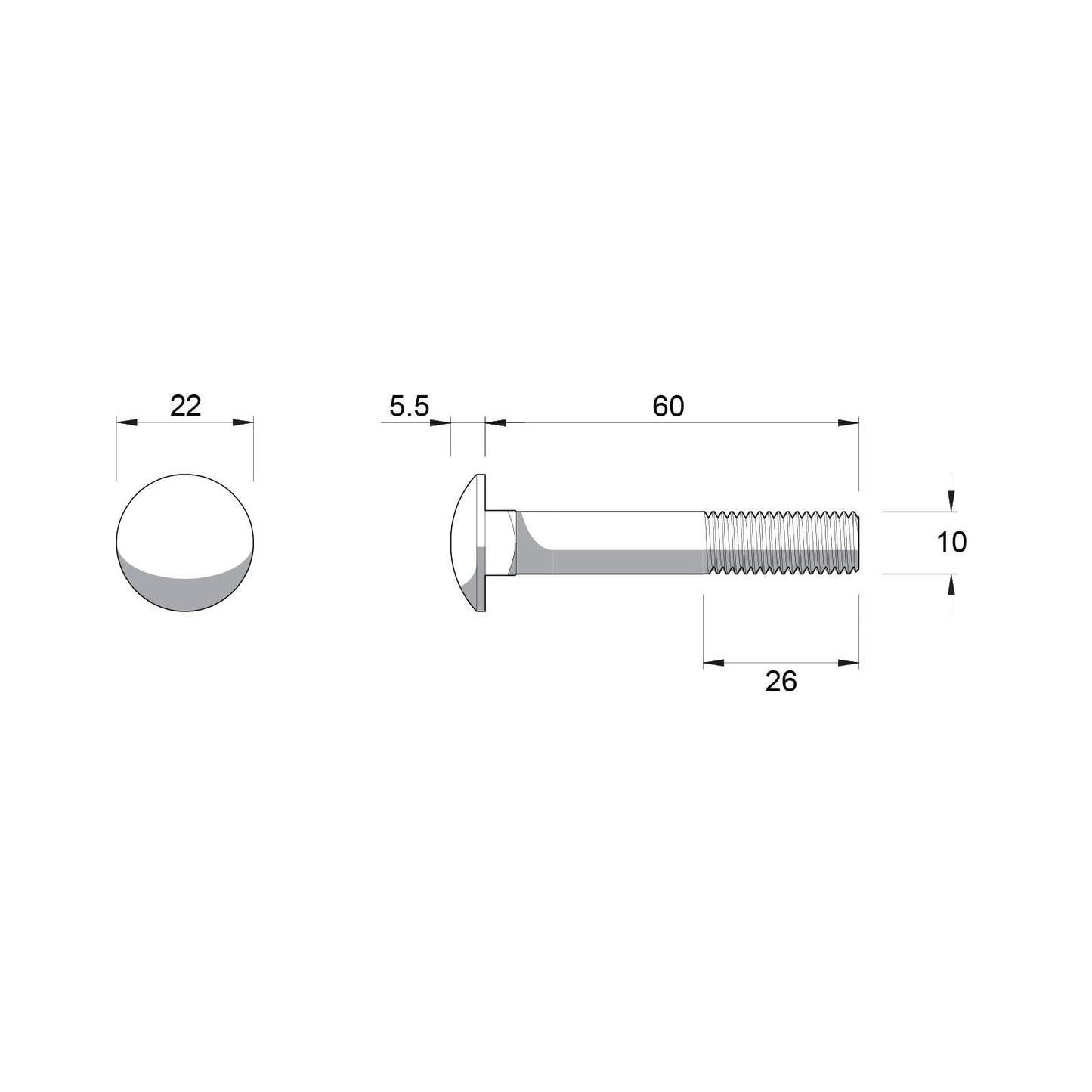 Zenith M10 x 60mm - Hot Dip Galvanised Cup Head Bolts & Nuts