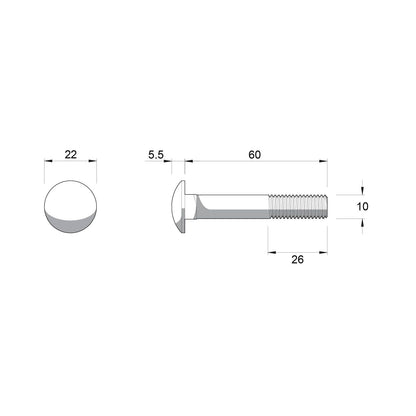 Zenith M10 x 60mm - Hot Dip Galvanised Cup Head Bolts & Nuts
