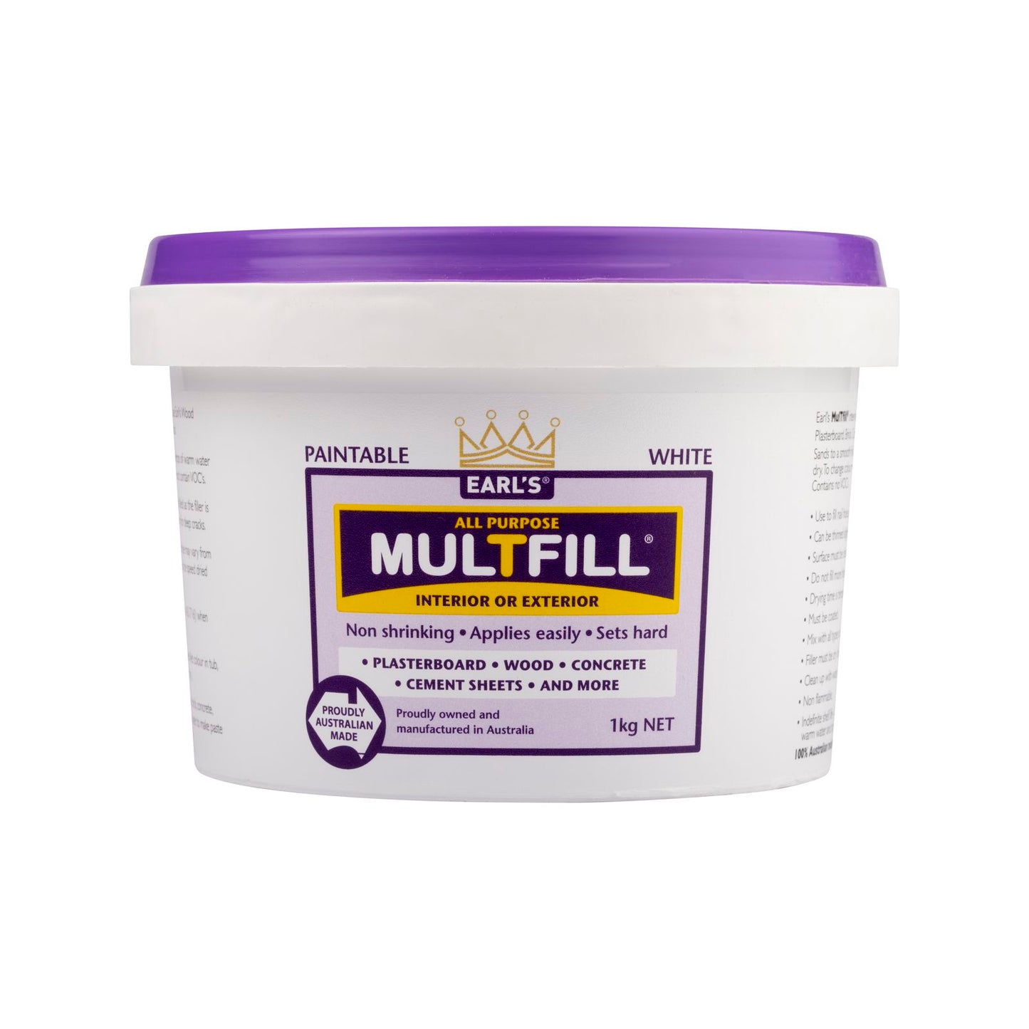 Earl's White Multfill Ready to Use Filler - 1kg