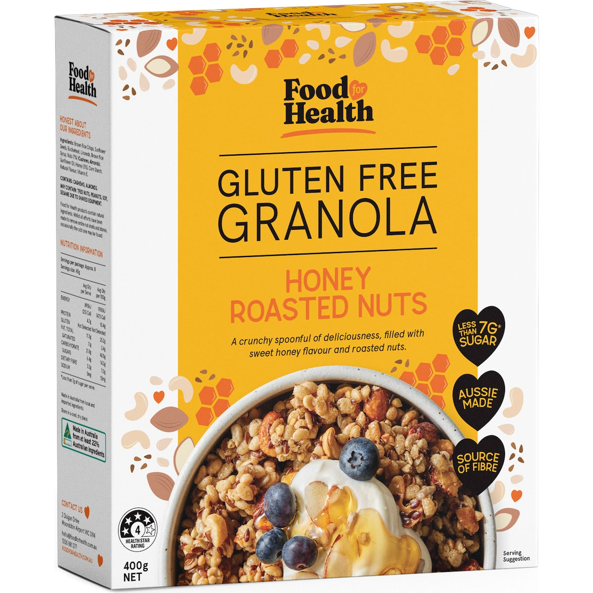 Food For Health Gluten Free Granola Honey Roasted Nuts 400g