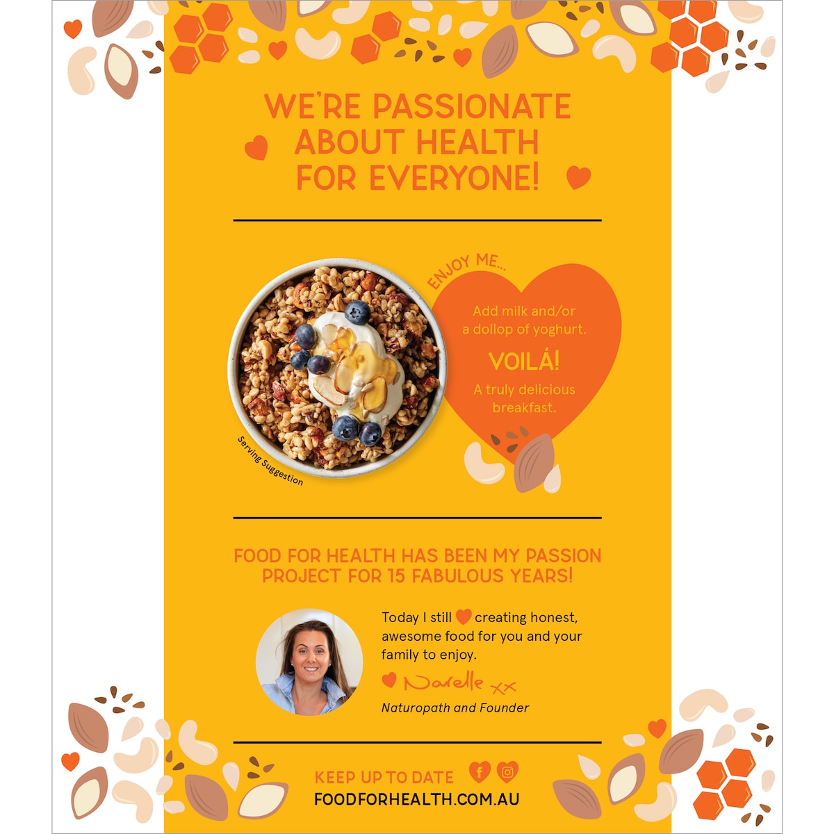 Food For Health Gluten Free Granola Honey Roasted Nuts 400g