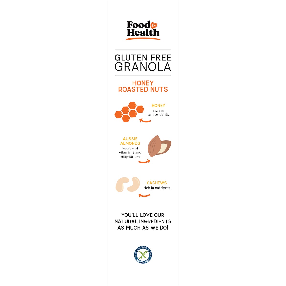 Food For Health Gluten Free Granola Honey Roasted Nuts 400g