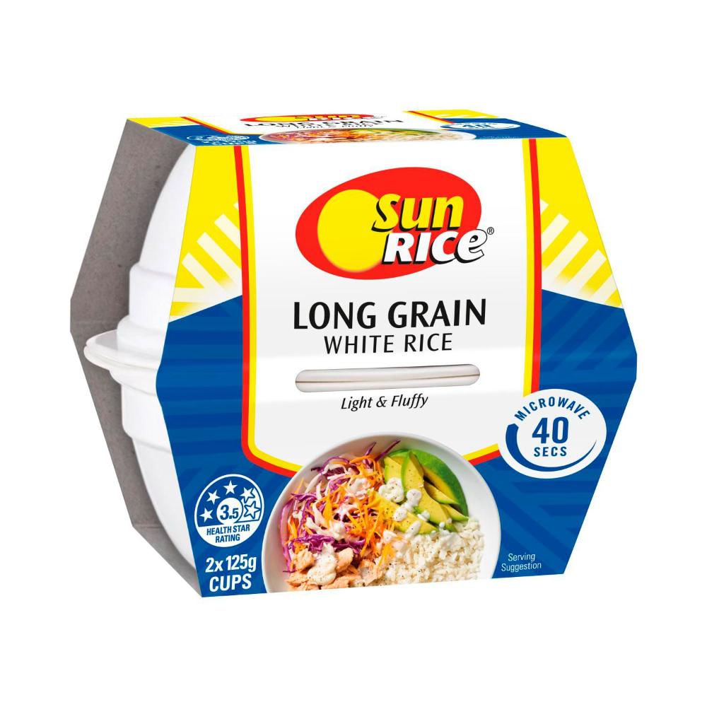 Sunrice Microwave Long Grain White Rice Cup 2x125g
