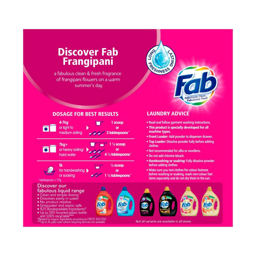 FAB Laundry Powder Frangipani Top & Front - 1kg