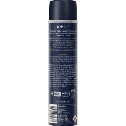 Nivea Men Deep Espresso Aerosol Antiperspirant Deodorant 250ml