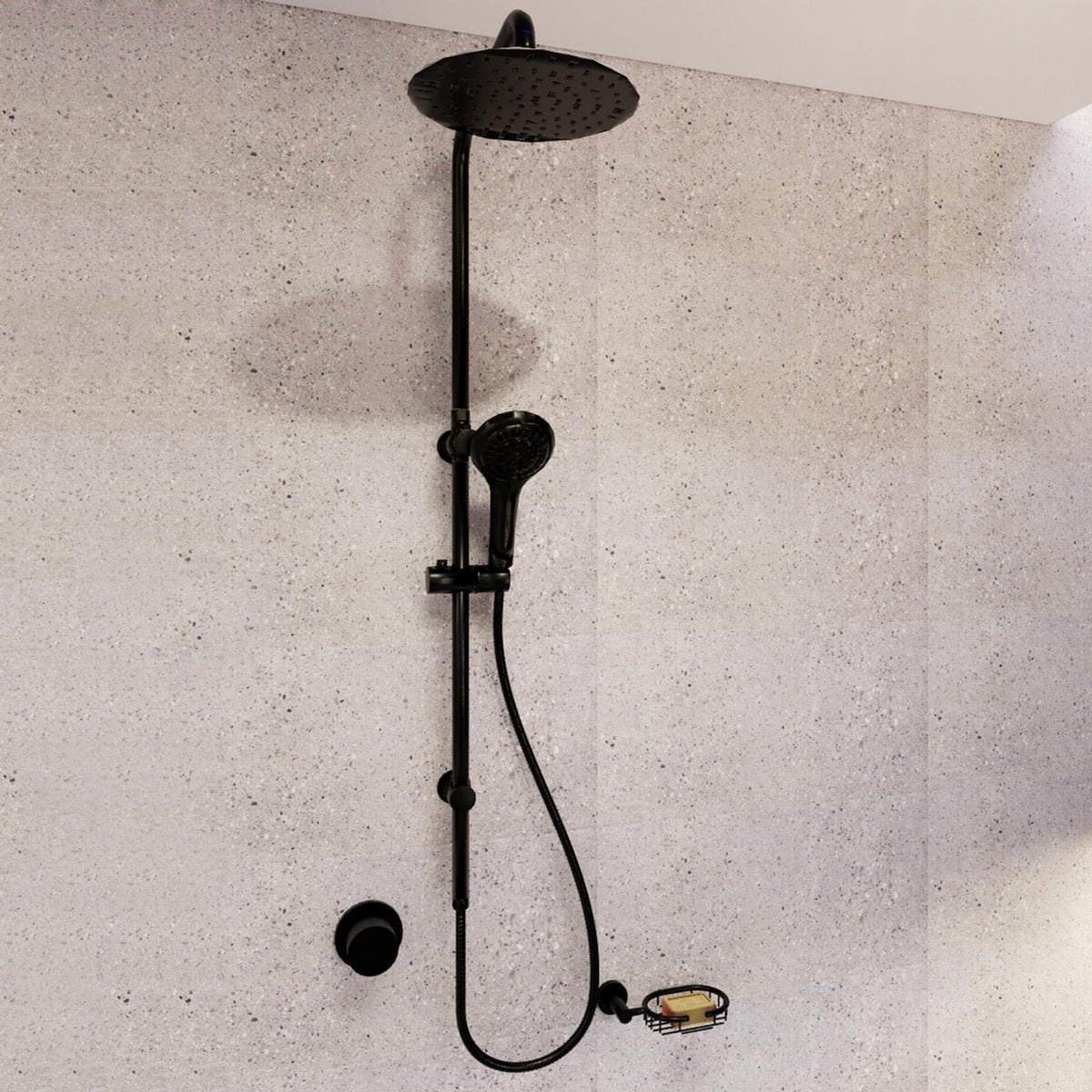 Mondella Matte Black Shower On Rail - 304 Stainless Steel - Luxury
