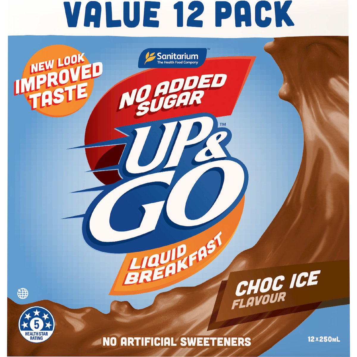 Up&go Liquid Breakfast No Added Sugar Choc Ice 250ml X 12 Pack