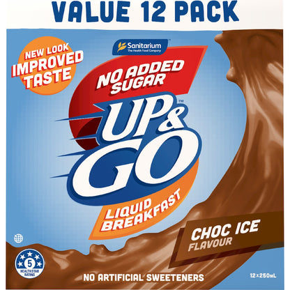 Up&go Liquid Breakfast No Added Sugar Choc Ice 250ml X 12 Pack