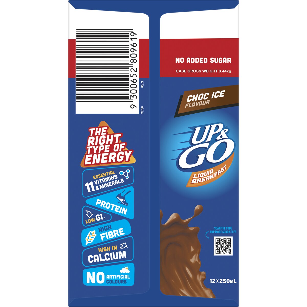 Sanitarium Up&Go Liquid Breakfast No Added Sugar Choc Ice 250ml x12 Pack