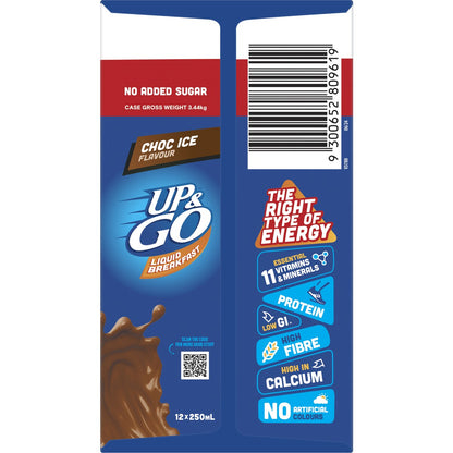 Sanitarium Up&Go Liquid Breakfast No Added Sugar Choc Ice 250ml x12 Pack
