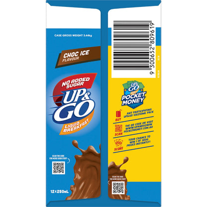 Up&go Liquid Breakfast No Added Sugar Choc Ice 250ml X 12 Pack