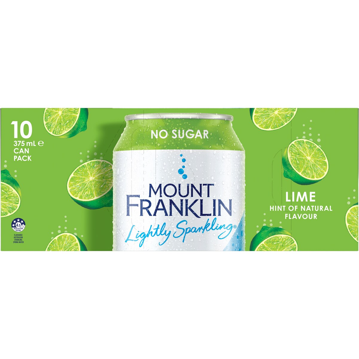 Mount Franklin Lightly Sparkling Water Lime Multipack Cans 375ml x10 Pack