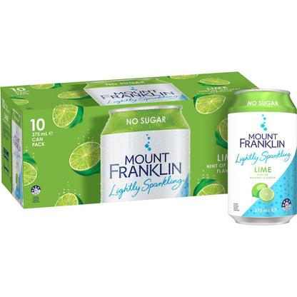 Mount Franklin Lightly Sparkling Water Lime Multipack Cans 375ml x10 Pack