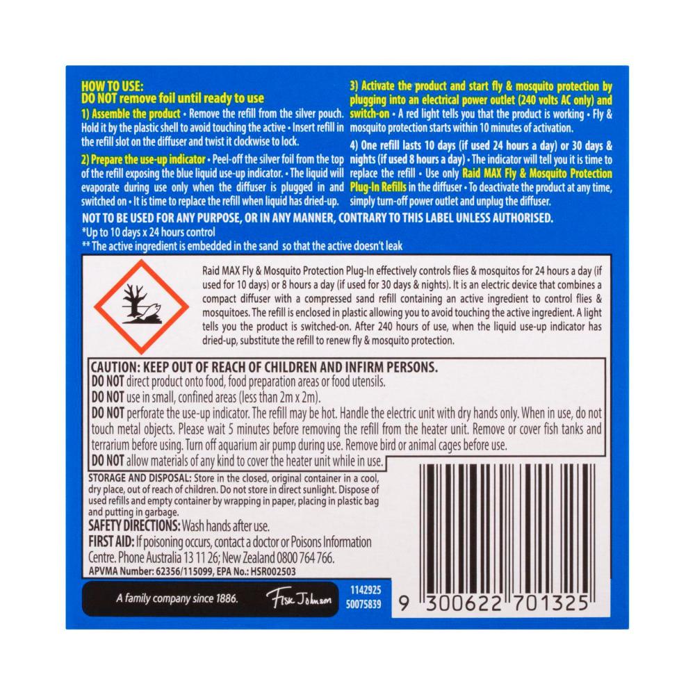 Raid Night & Day Fly & Mosquito Protection Refill - 2 pack