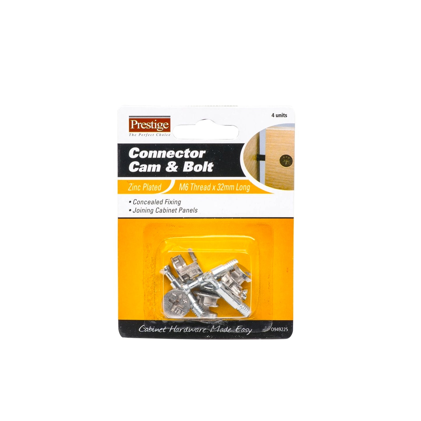Prestige Connector Cam Bolt - 32mm M6 - 4 Pack
