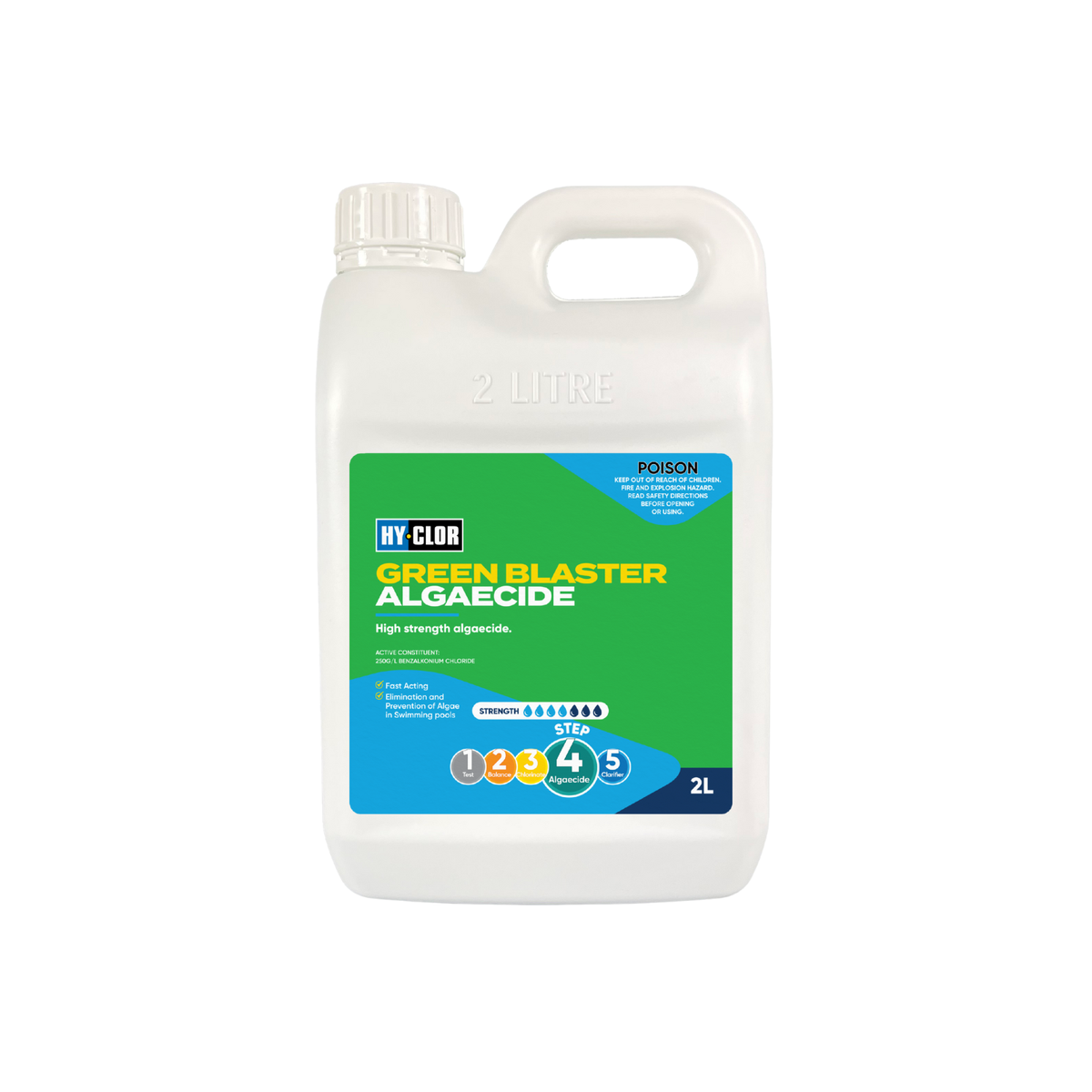 Hy Clor Green Blaster Algaecide 2L Liquid High Strength Protection