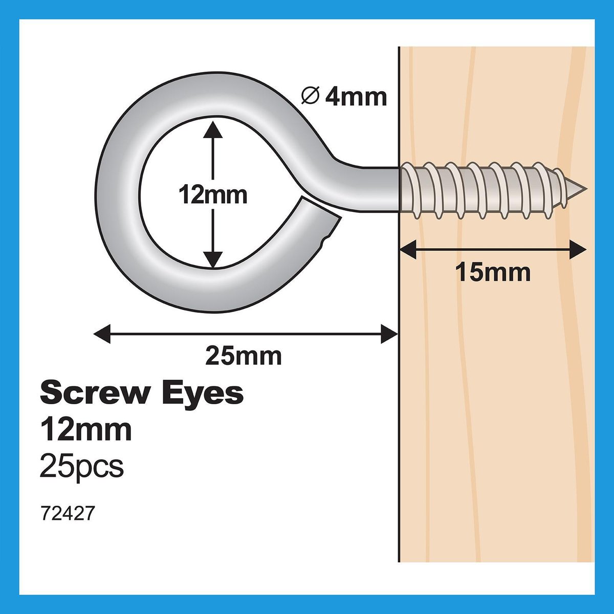 Everhang Screw Eye Hook Zinc Plated 12mm 25 Pack