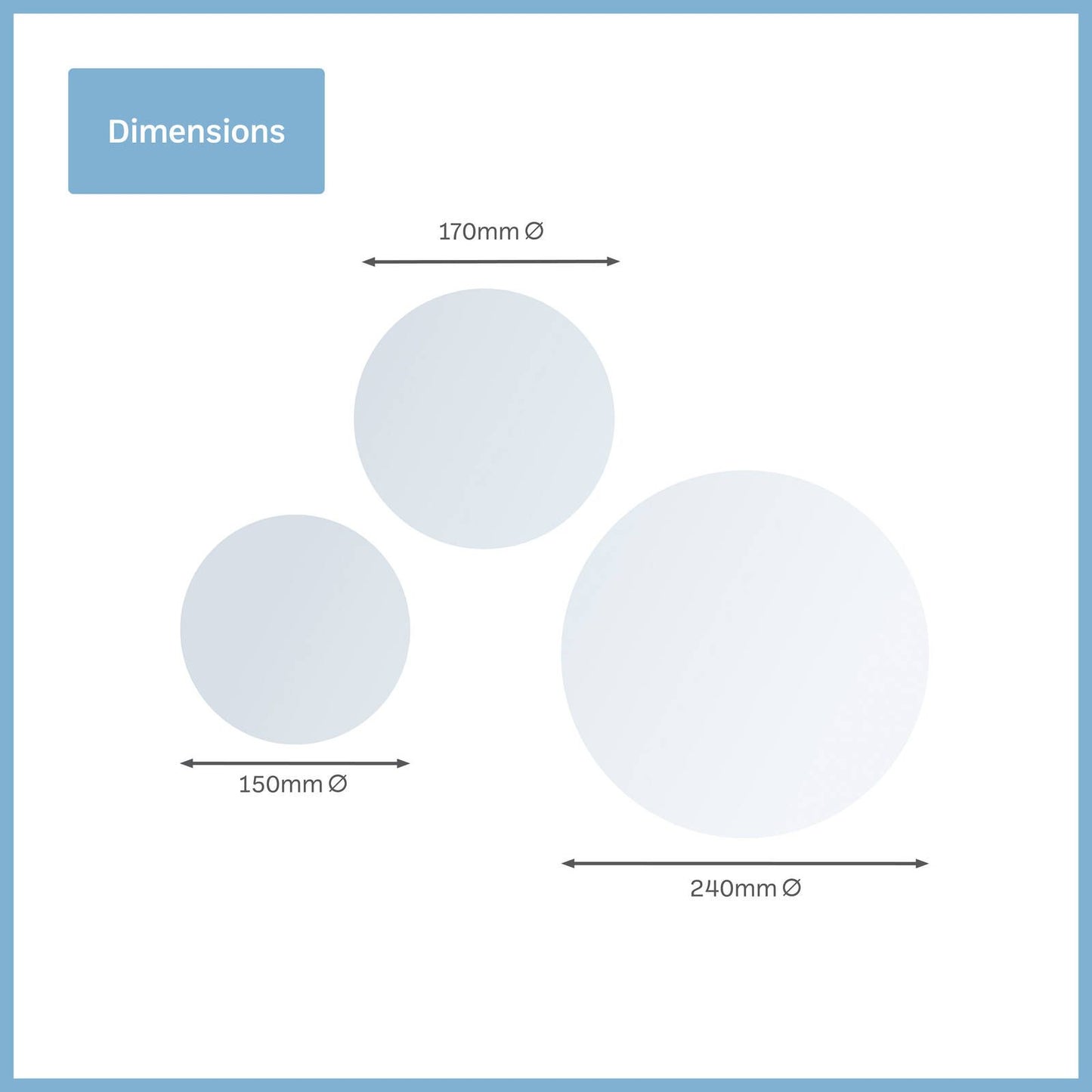 Stylit Round Acrylic Mirror - 150, 170, 240mm - 3 Pack