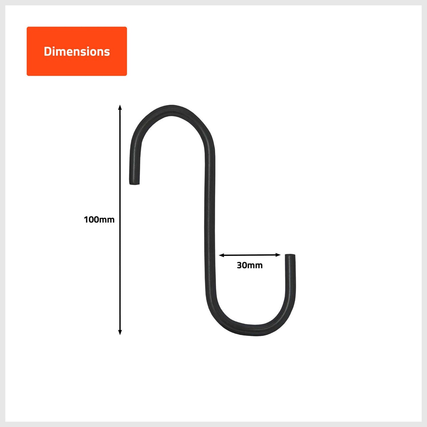 Taskmaster S Hook - 100 x 30 x 5mm