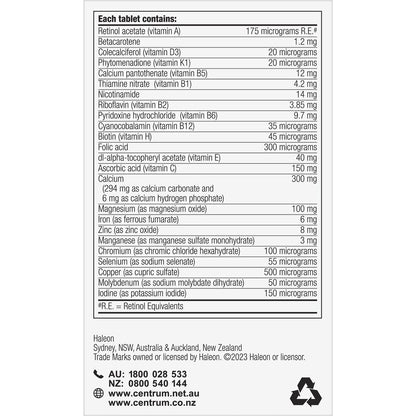 Centrum Women 50+ Daily Multivitamin Supplements 60 pack