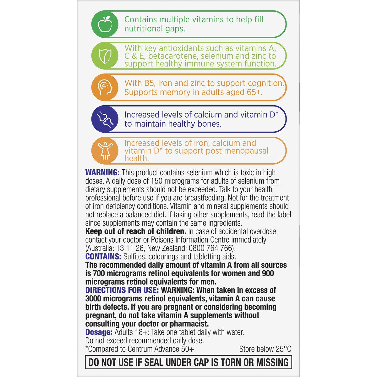 Centrum Women 50+ Daily Multivitamin Supplements 60 pack